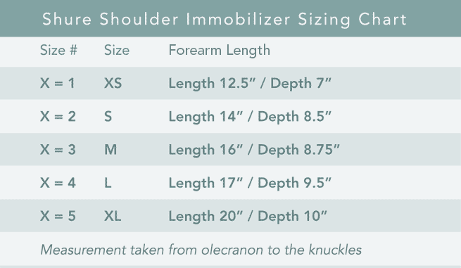 Shure Shoulder Immobilizer Sizing Chart Shure Shoulder Immobilizer Sizing Chart